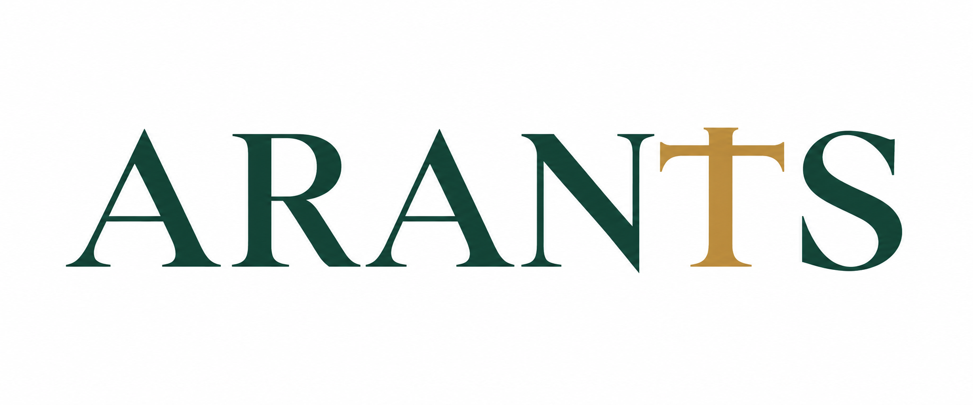 ARANTS, with a gold cross forming the letter T